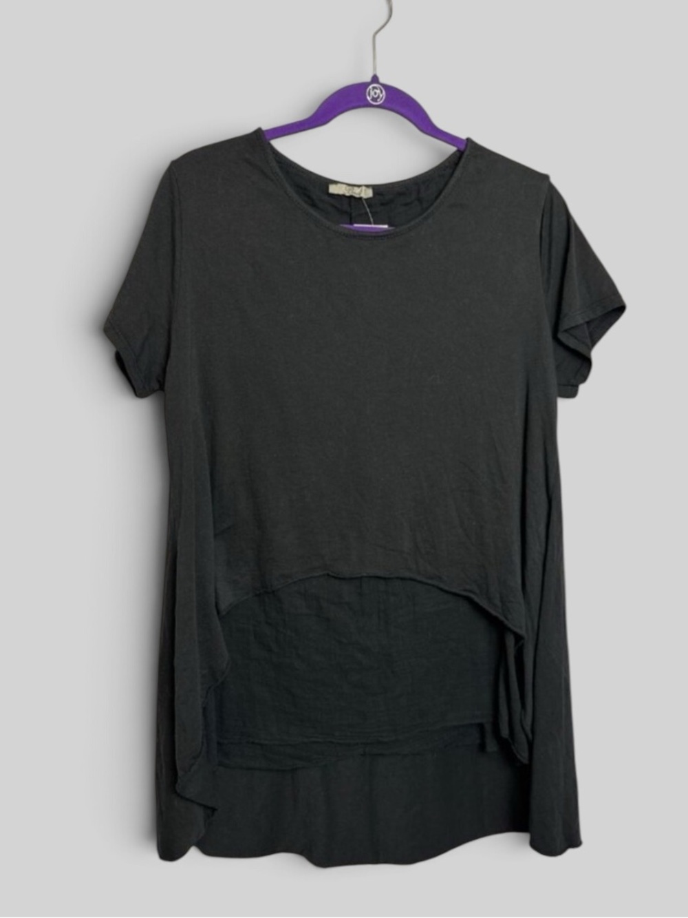 Baci black layered shirt new deadstock cotton hi lo one size capsule minimalist